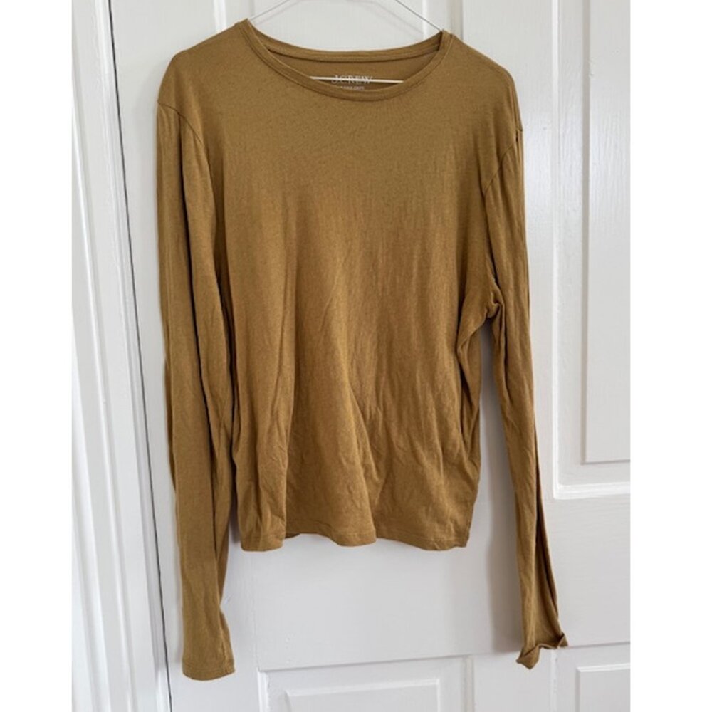 J. Crew Golden Tissue Crepe Long Sleeve Tee, Size XL